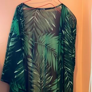 Tropical Green Emerald Long Sheer Wrap Cover Up